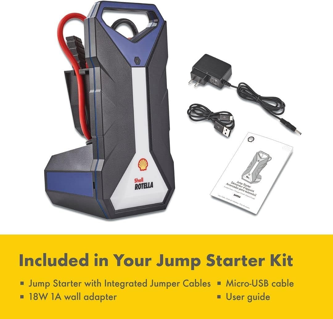 Shell SH924 2000A 12V Portable Lithium Jump Starter for 11-Liter Gasoline and 8-Liter Diesel Engines