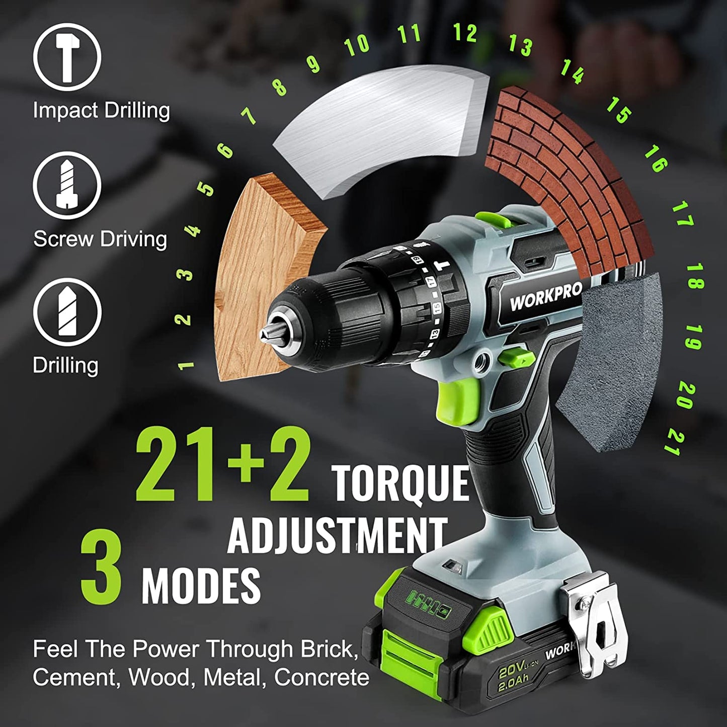 Lithium-Ion impact drill and Hand Tool Accessories Kit