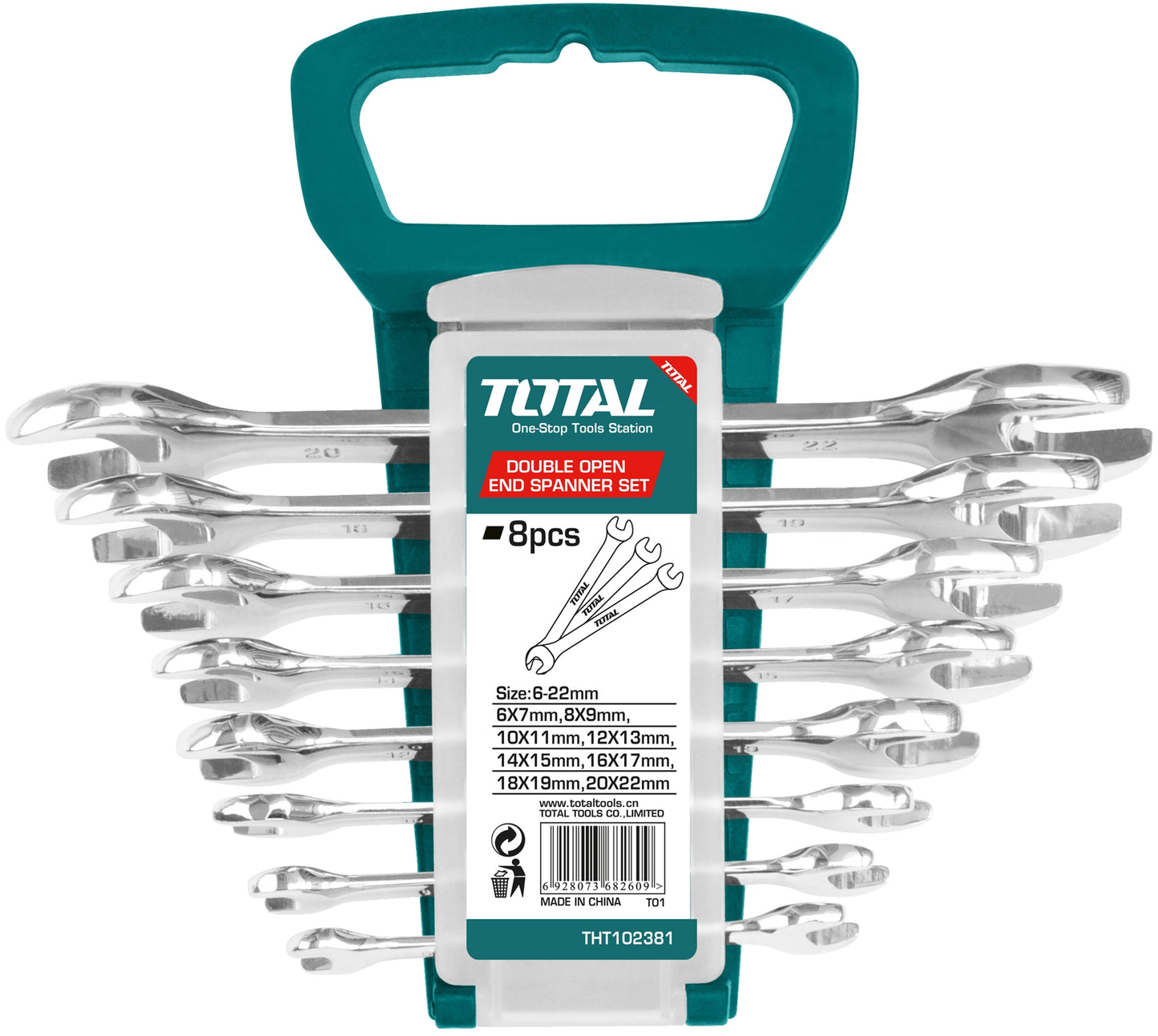 TOTAL Spanner Set Dbl.Opn.End (6-22mm) - 8Pcs