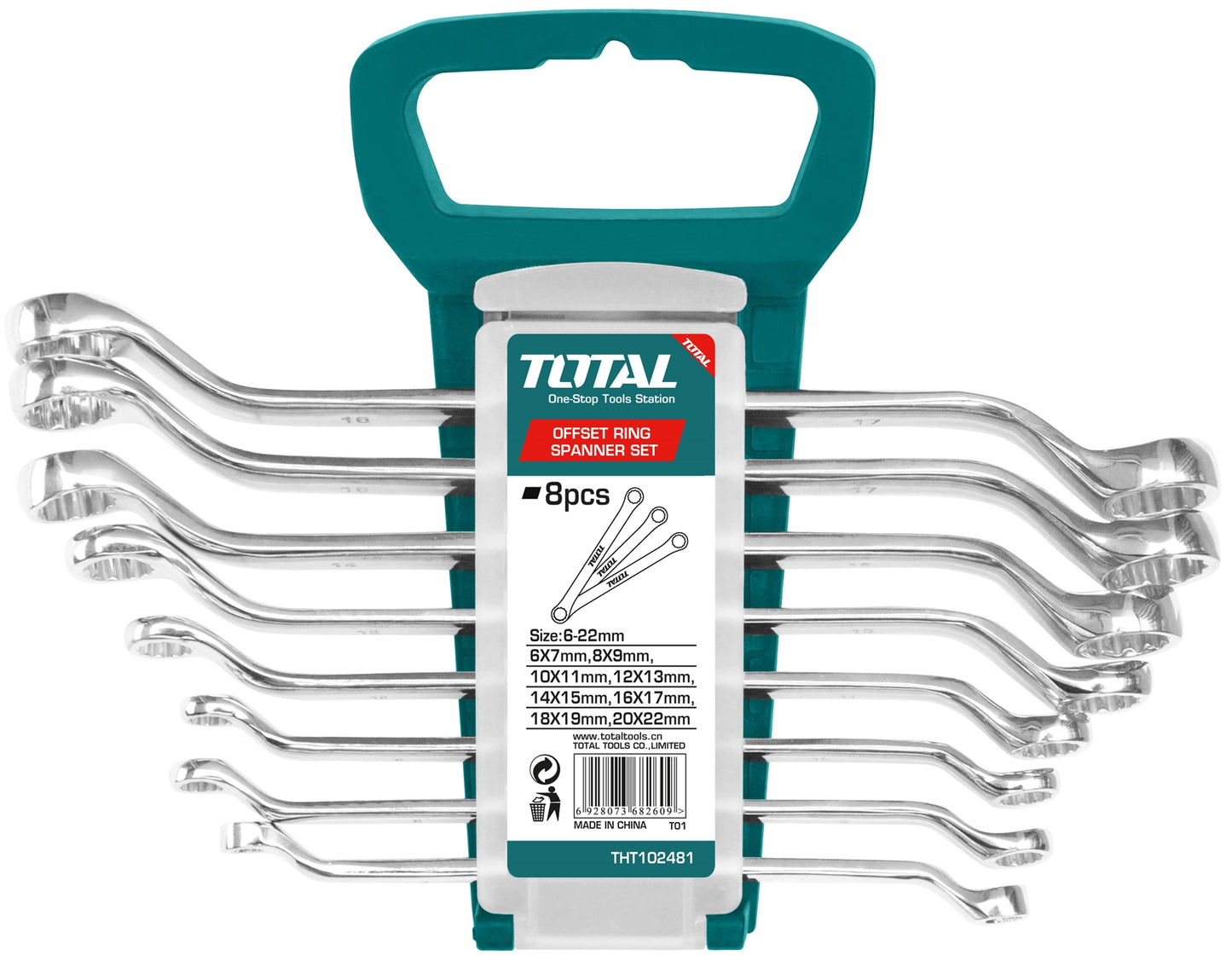 TOTAL Spanner Set Ring Offset (6-22mm) - 8Pcs