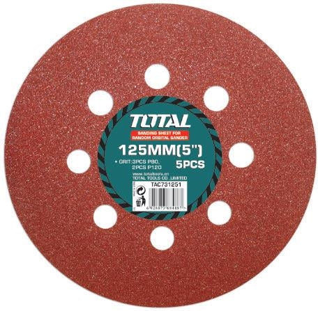 TOTAL Orbital Sanding Sheet Set - 5Pcs