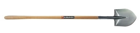 Round Pointed Shovel with long wooden handle - 47"