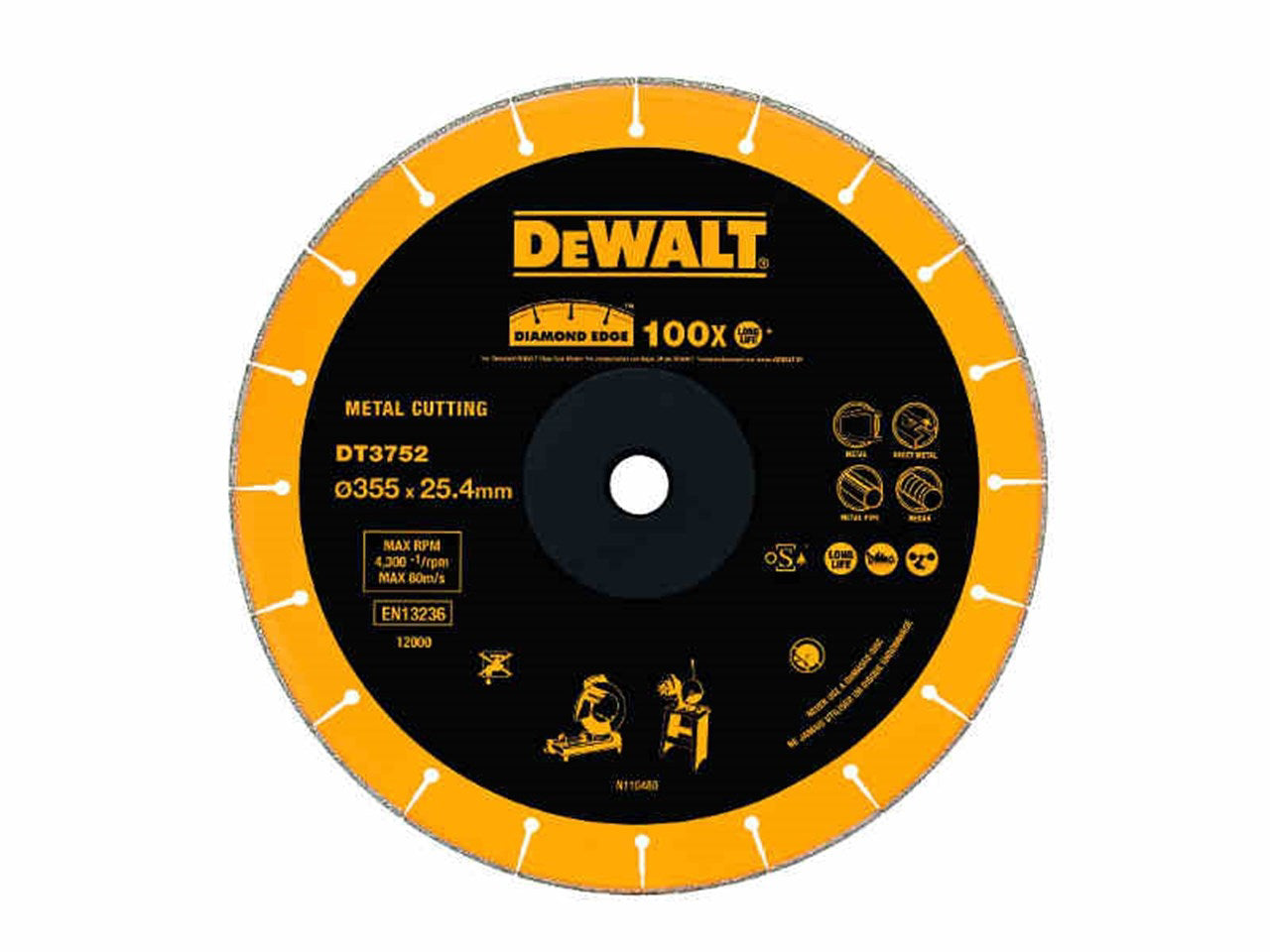DeWalt DT3752-QZ Extreme 355x25.4mm Diamond Edge Chop Saw Blade