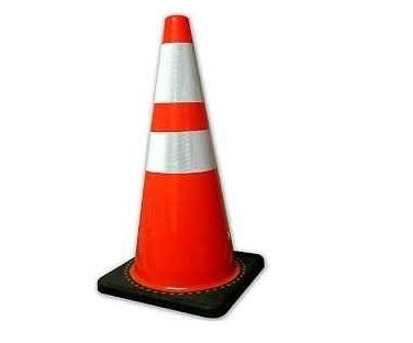 Traffic Cone w/PE Top + Rubber Base - 50 cm