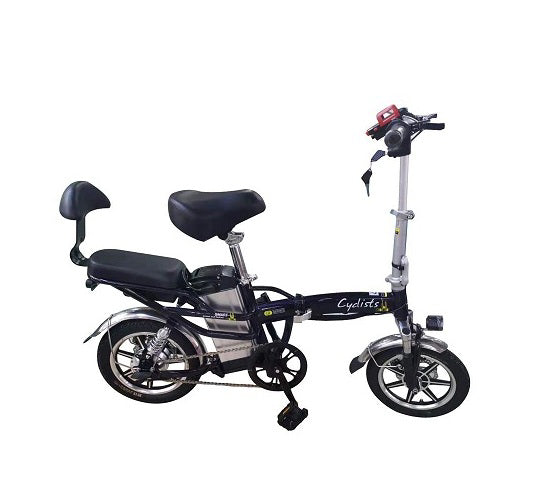 CRONY 14" K2 Foldable Aluminum Suspension Electric Bicycle For Women-Black