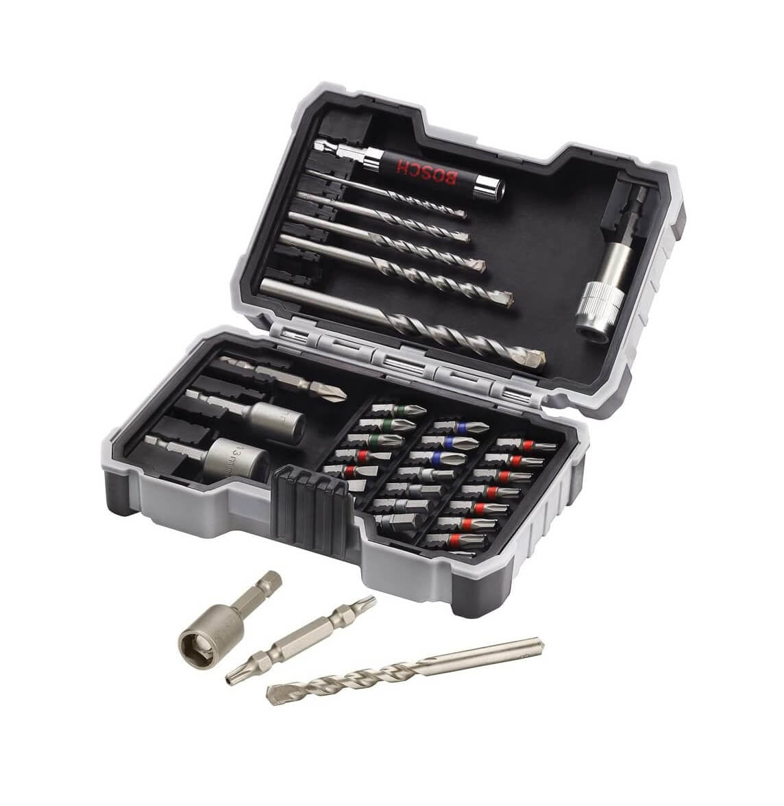 مجموعة حفر/مفك البراغي المحترفة المحترفة بوش ، الأسود ، مجموعة من 35 قطعة