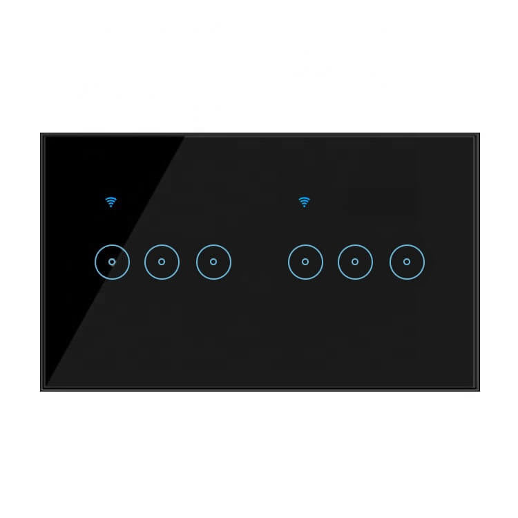 Smart WiFi Light Switch 6 Gangs Supported Google Home & Amazon Alexa-Black