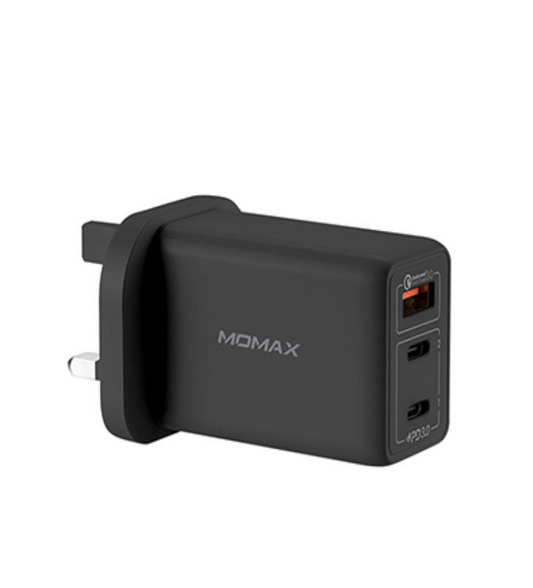 Momax One Plug 65W 3-Port Charger - Black