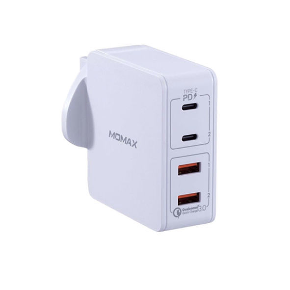 Momax One Plug 66W 4-Port Type-C PD + QC3.0 Charger - White