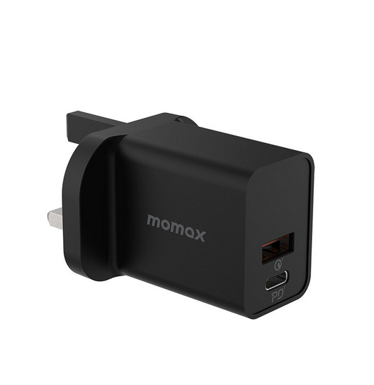 Momax One Plug 30W Dual Port Charger - Black