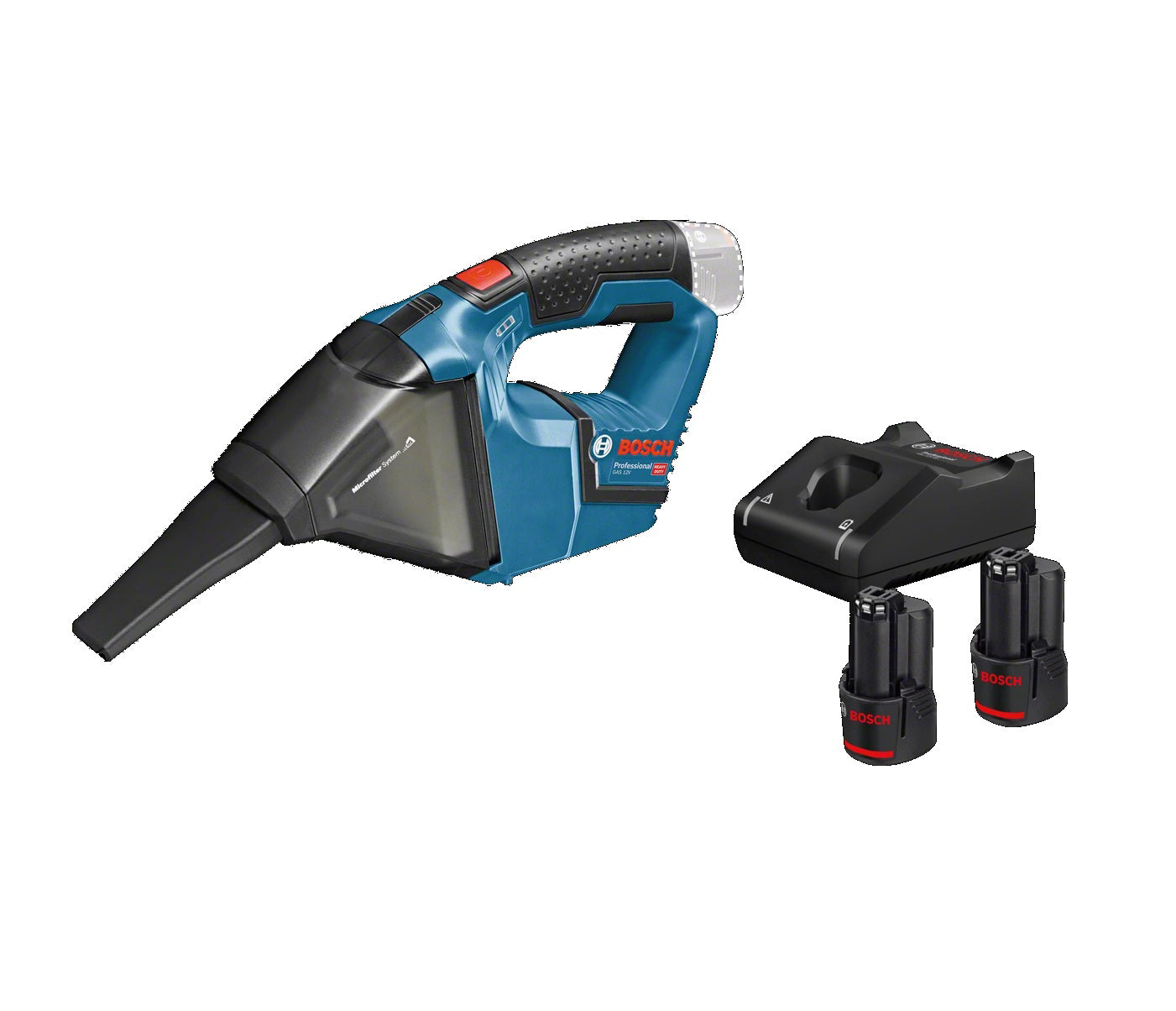 GAS 12V PROFESSIONAL CORDLESS VACUUM CLEANER with 2 x 12 V battery with 2.0 Ah capacity and fast charger