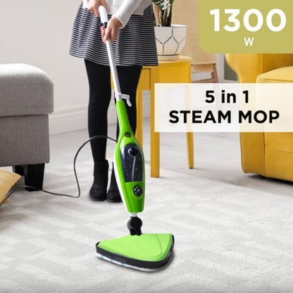 Steam Mop 1300W Multipurpose 5 in 1 – Green