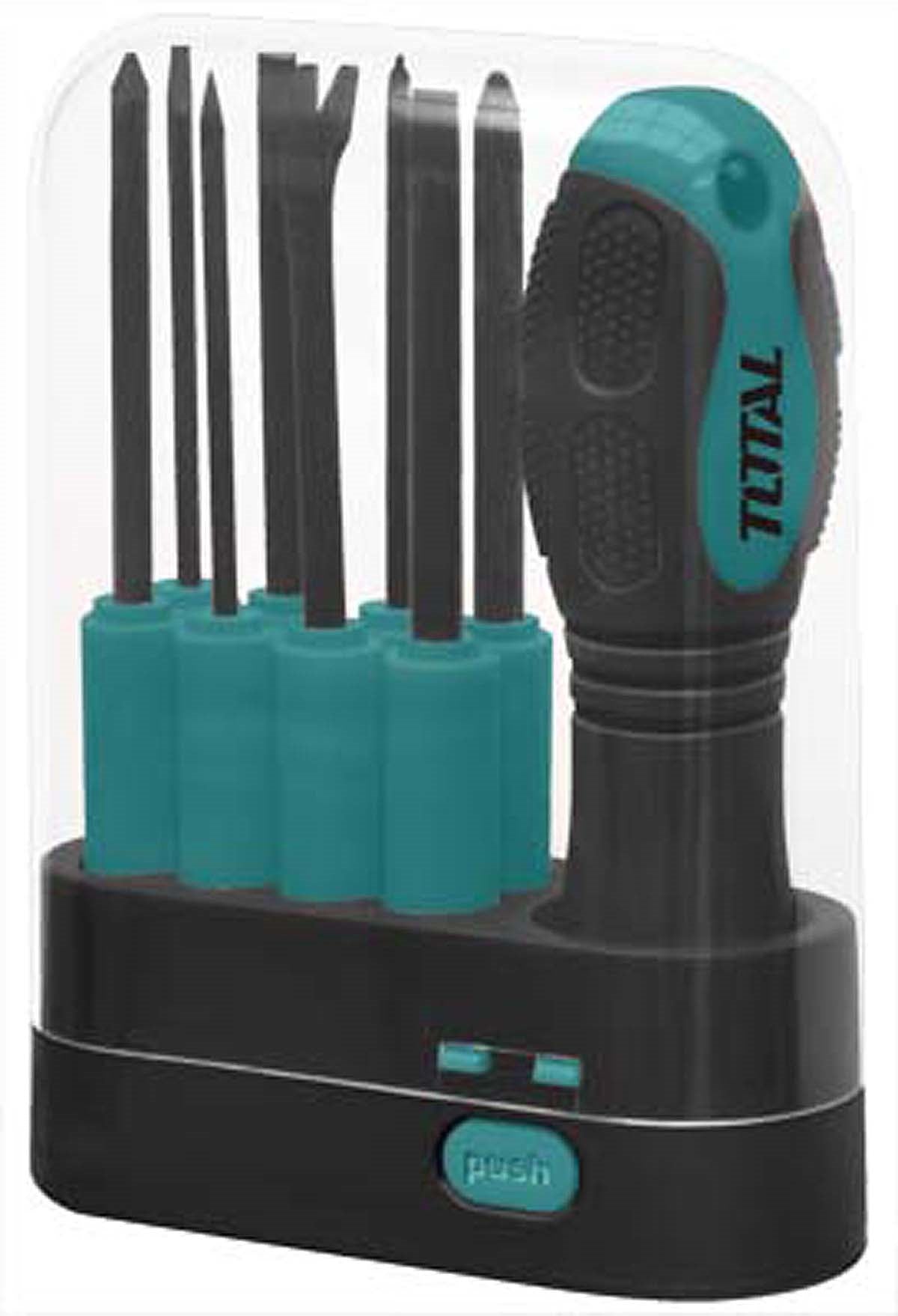 TOTAL Screwdriver Set with Handle- Changeable - 9 pcs