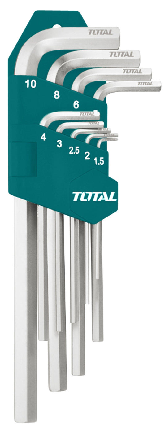 TOTAL Hex Key Set Long Arm (M) - 1.5-10mm (9Pcs)
