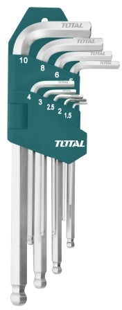 TOTAL Long Ball Point Hex Key Set - 1.5-10mm (9Pcs)