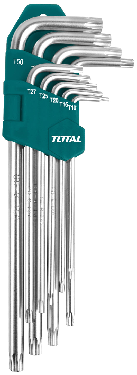 TOTAL Hex Key Set Long Arm (L) Torx - T10-T50 (9Pcs)