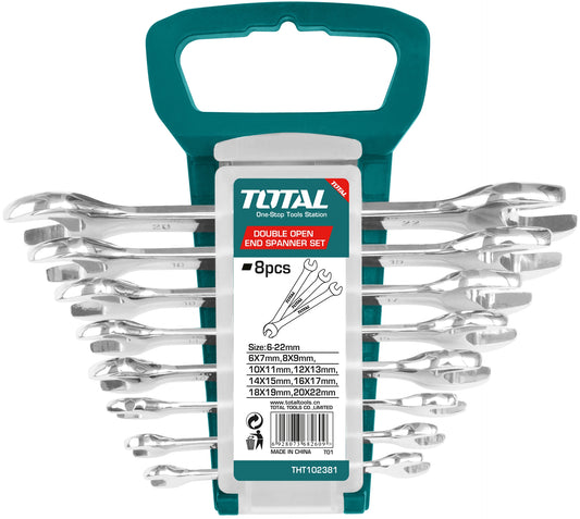 TOTAL Spanner Set Dbl.Opn.End (6-22mm) - 8Pcs