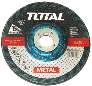 TOTAL Metal Cutting Disc - 100mm(4")X1.2mm(3/64")X16.0mm(5/8") Flat centre cutting disc for metal  Made in china