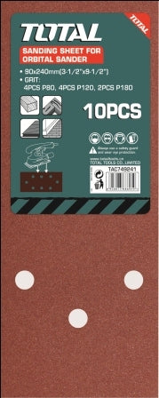 TOTAL Orbital Sanding Sheet Set - 10Pcs