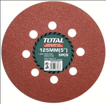 TOTAL Orbital Sanding Sheet Set - 5Pcs