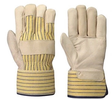 Striped Leather Working Gloves Grade AB Yellow