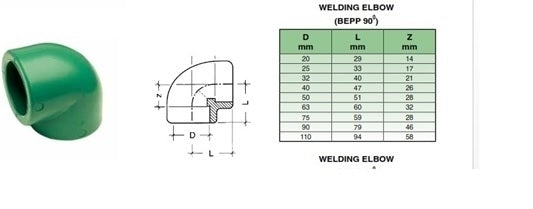 50mm PPR WELDING BEND 90°