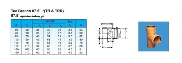 110mm uPVC TEE BRANCH EQUAL S/C (OR)