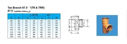 110mm uPVC TEE BRANCH EQUAL S/C (OR)
