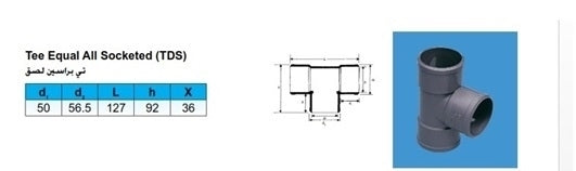 50x 50mm UPVC Tee Branch متساوية R/R (GY)