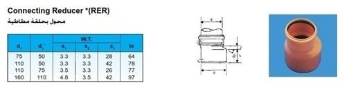 110x 50mm uPVC SEWAGE REDUCER S/C (GY)