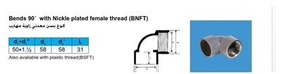 50x1-1/2 "UPVC BEND 90 ° BRASS INSERT F_THEDED (GY)