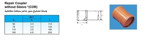 110mm uPVC REPAIR COUPLER R/R   WOS (OR)