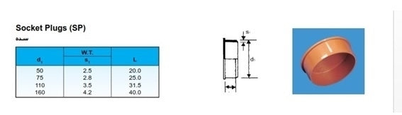 160mm uPVC SOCKET PLUG FOR SEWAGE (OR)