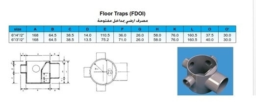 6x4 × 2 "دخول أرضية UPVC مفتوح (GY)