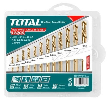 TOTAL Drill Bit Set (HHS Twist) - 12Pcs