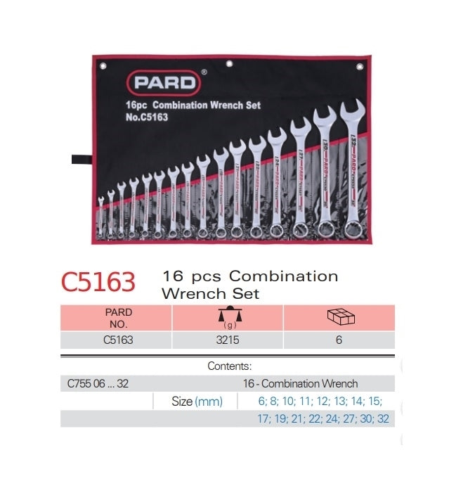 16 pcs Combination Wrench Set