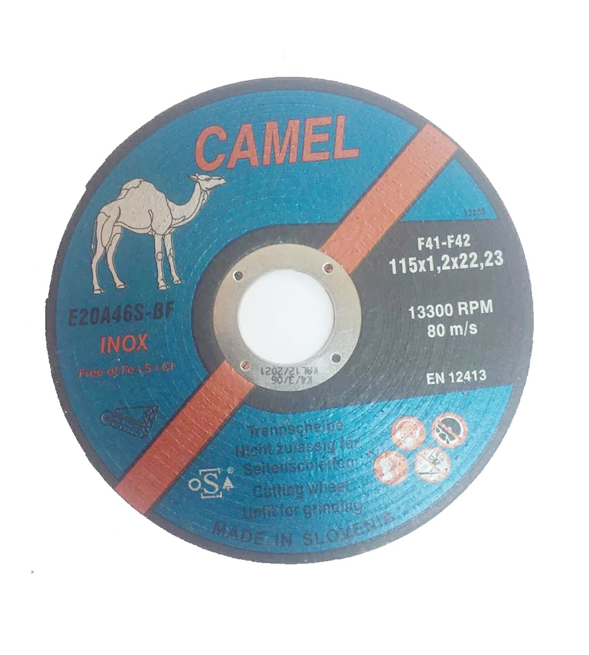 Camel Inox/SS Cutting Disc 115x1.2x22.23(4.5") F41 13300RPM EN 12413 - Slovenia