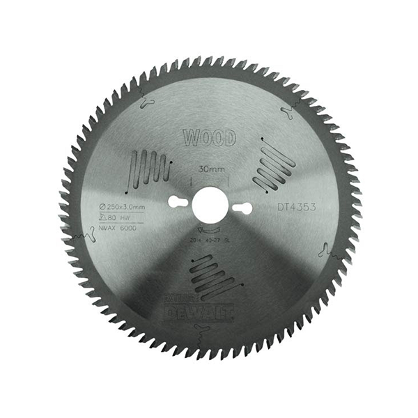 DEWALT DT4353 QZ EXTREME CIRCULAR SAW BLADE 250MM X 30MM X 80T