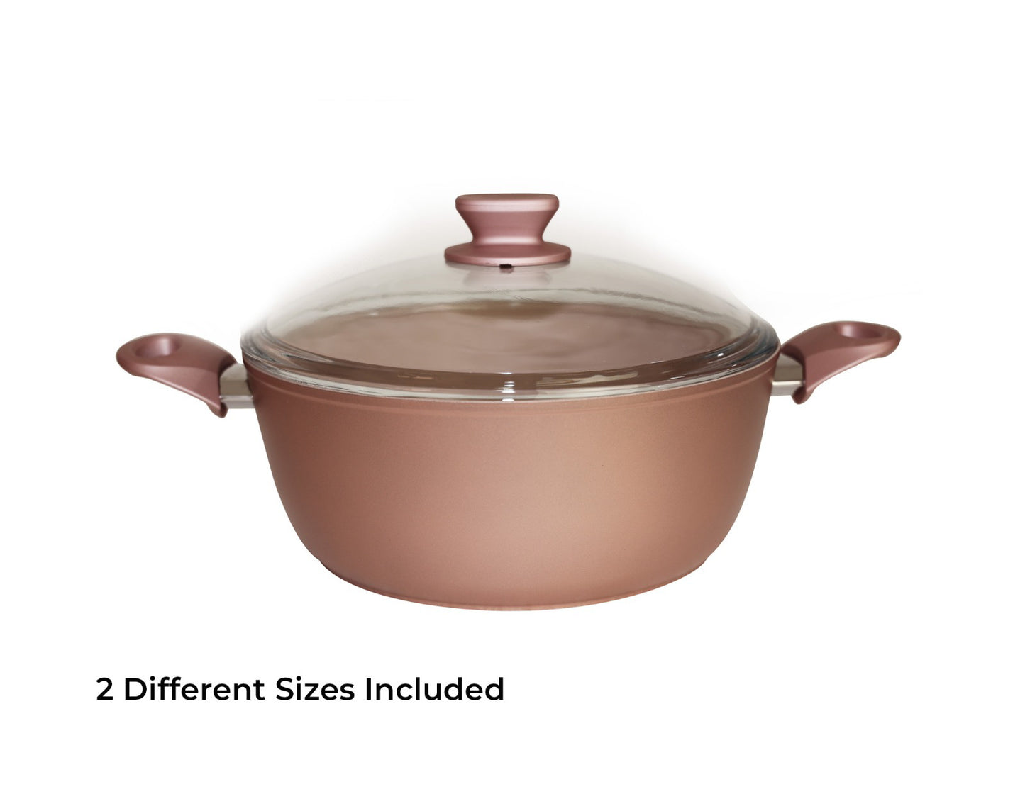 Granite Cookware Pot and Pan Set 6pcs, Rose Gold
