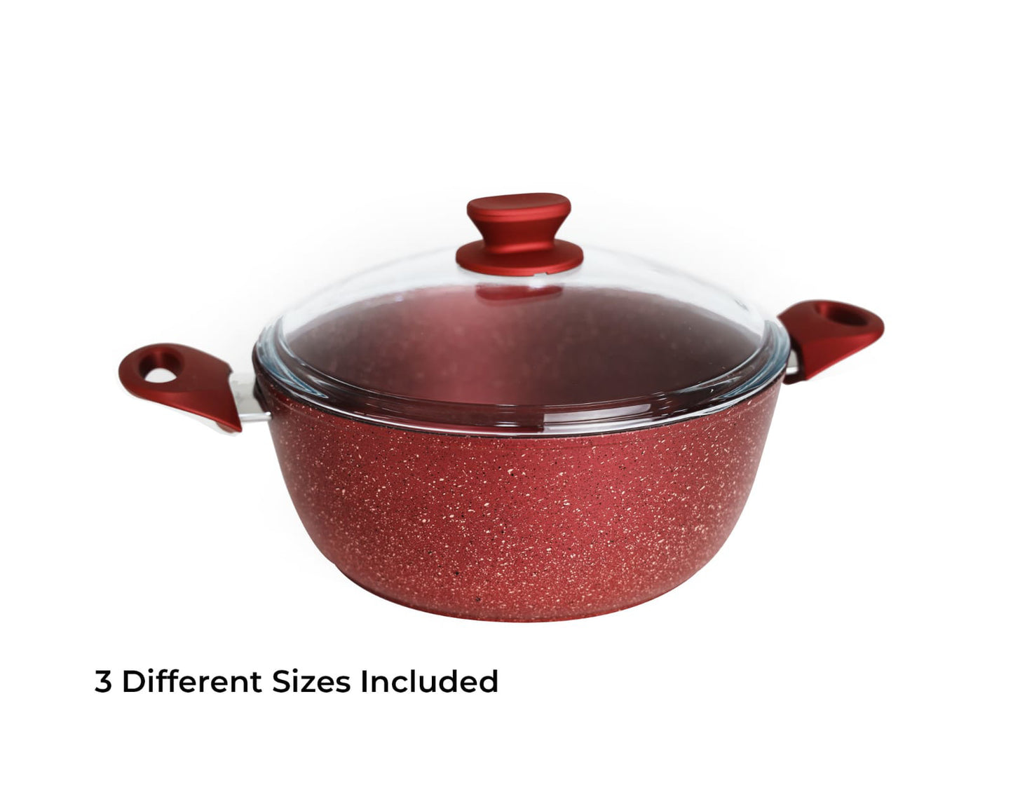Granite Cookware Pot and Pan Set 8pcs, Red