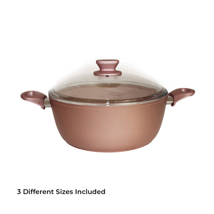 Granite Cookware Pot and Pan Set 8pcs, Rose Gold