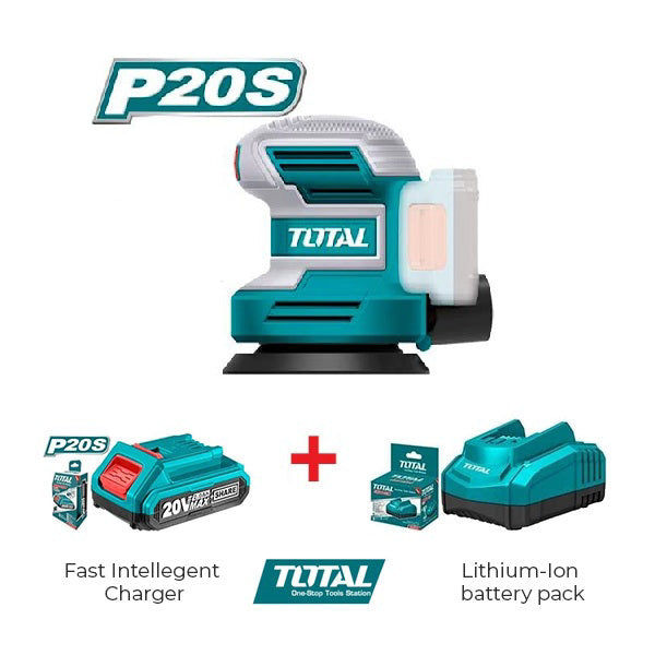 TOTAL Lithium-Ion random orbit sander 20V with Charger and Lithium-Ion battery(Plateform Series)