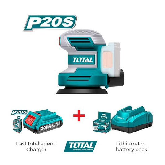 TOTAL Lithium-Ion random orbit sander 20V with Charger and Lithium-Ion battery(Plateform Series)
