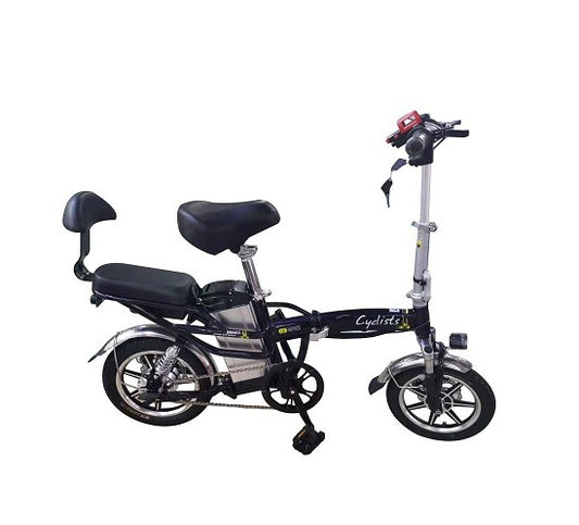 CRONY 14" K2 Foldable Aluminum Suspension Electric Bicycle For Women-Black