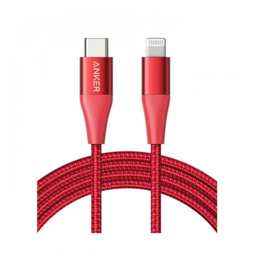Anker Powerline+ II 0.9M USB -C إلى كابل البرق - أحمر