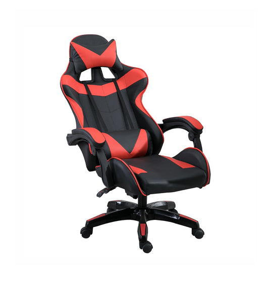 Comfortable Adjustable Leather Gaming Chair With Footrest (Red)