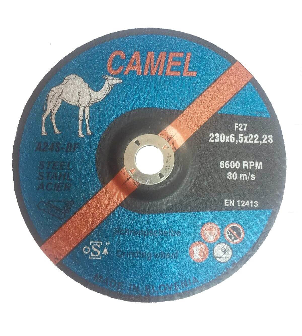Camel Metal Grinding Disc 230x6.5x22.23(9") F27 6600RPM EN 12413 - Slovenia