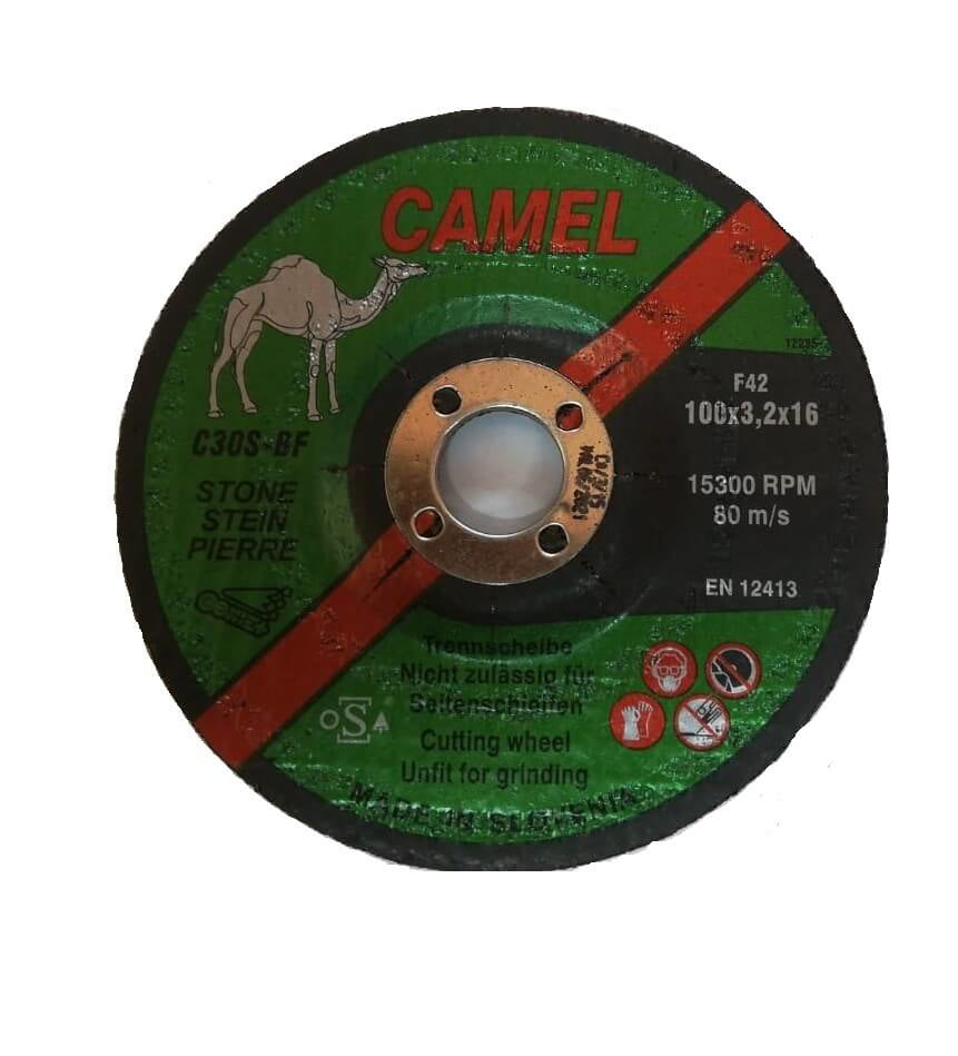 Camel Stone Cutting Disc 100x3.2x16(4") F42 15300RPM EN 12413-Slovenia