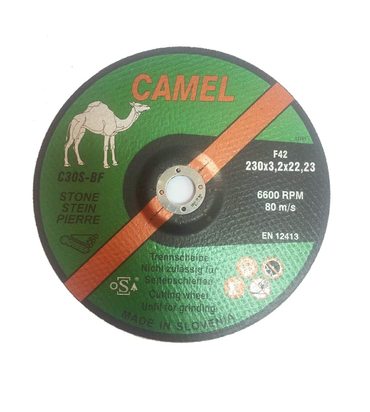 Camel Stone Cutting Disc 230x3.2x22.23(9") F42 6600RPM EN 12413-Slovenia