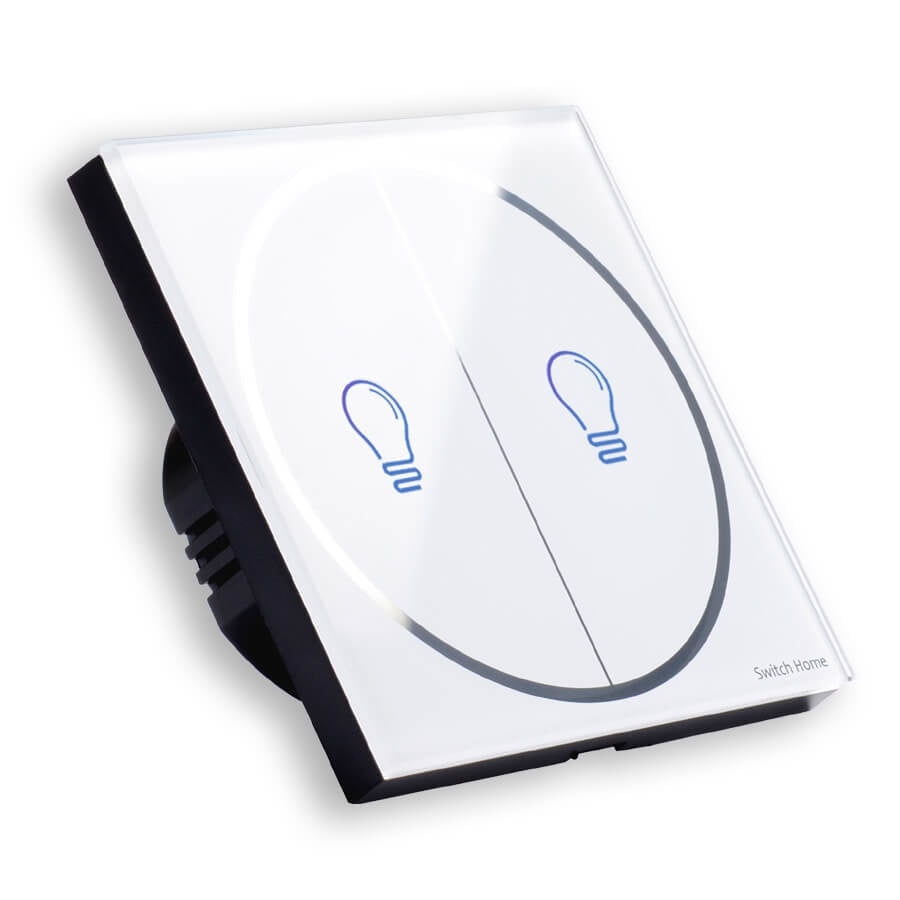 Smart WiFi Light Switch 2 Gangs Supported Google Home & Amazon Alexa-White